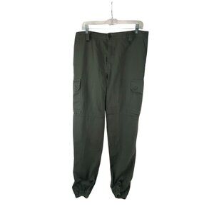 Men's Olive Green Cargo Pants Elasticized Hem & Pockets Utility Outdoor Casual
